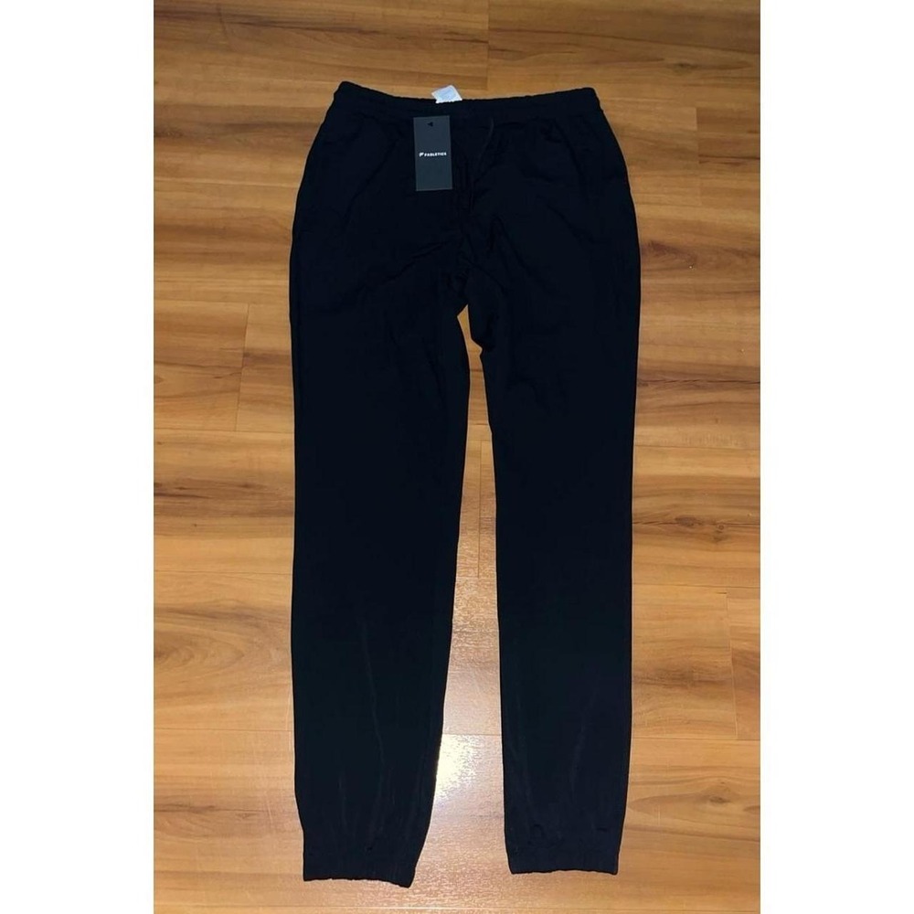 Womens NWT Fabletics Black Drawstring Athletic Performance Jogger Pants